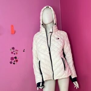 Tommy Hilfiger Women's White Quilted Jacket white size large